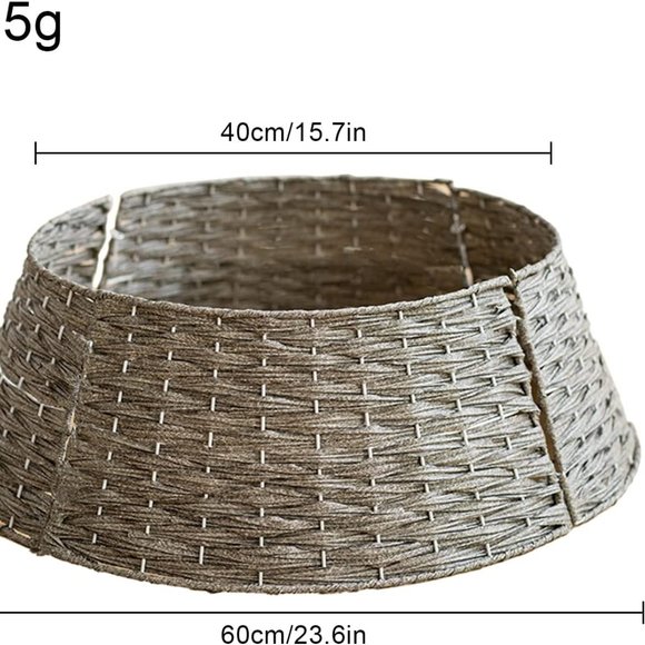 Small Gray Willow Christmas Tree Ring Collar, 22½"dia. - Picture 4 of 6